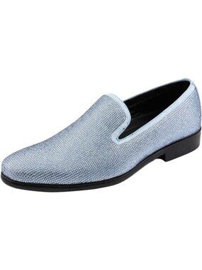 Amali Men's Light Blue Velvet Tuxedo Loafers Slip On Formal Wedding Dress Shoes